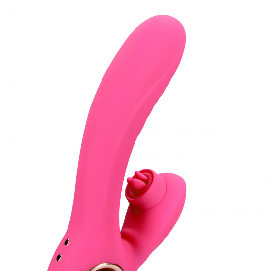 O Vibrador Loveline Rabbit possui dois motores e mais de 10 modos de vibração, é recarregável e à prova d'água. Possui função de aquecimento no corpo principal e movimento de língua para o estímulo do clítoris. Feito em