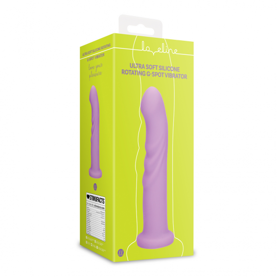 Este Vibrador Loveline possui 2 motores e 11 modos de vibração, é recarregável e à prova d'água. Possui função de movimento de rotação para o estímulo do ponto G e ventosa na base o que permite ser afixado em qualquer su