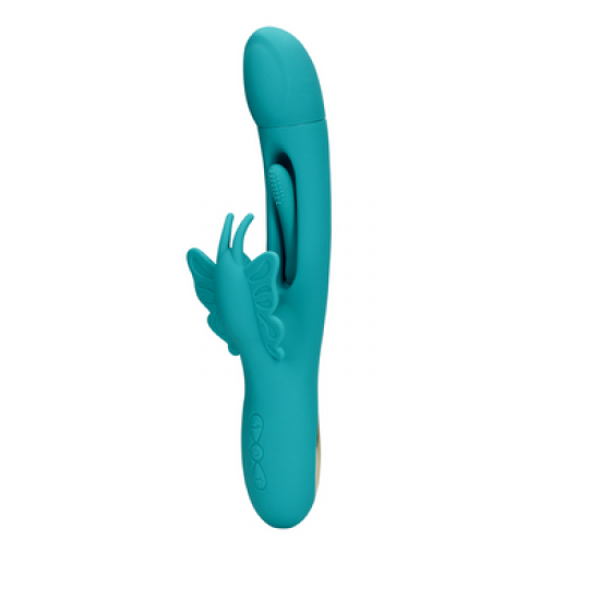 O Vibrador Loveline Rabbit possui 3 motores e 20 modos de vibração, é recarregável e à prova d'água. Possui função de movimento de dedo para o estímulo do ponto G e vibração para o clítoris. Feito em silicone ultra macio