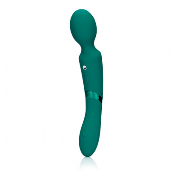 O Vibrador Loveline Wand Dupla possui 2 motores independentes com 10 modos de vibração cada, um para o lado Wand e o outro para o lado inserível. É recarregável e à prova d'água. Feito em silicone ultra macio e ABS é seg