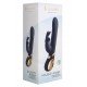 Naughty  Rabbit  é um vibrador coelho de dupla estimulação preto com detalhe dourado, feito de silicone medicinal e ABS, de toque macio e agradável. Seu fuste é liso e reto, com acabamento em ponta ar