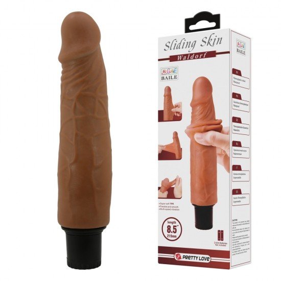 Experimente a luxúria real com este fantástico dildo de pele deslizante realista. Projetado para ser exatamente como o real, com uma cabeça bulbosa, eixo venoso e bolas firmes e texturizadas em sua base, este dildo propo