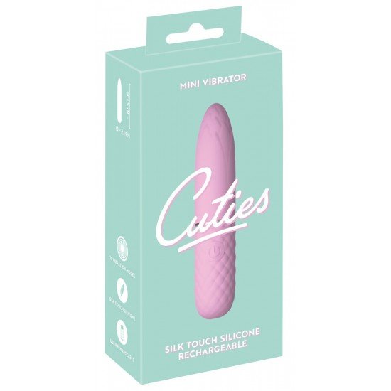 Mini vibrador da 5ª Geração Cuties Ponta vibratória achatada com textura estimulante Vibrações intensas que vão fundo Fácil de usar Design elegante em cor pastel A textura de diamante facilita a fixação Silicone av