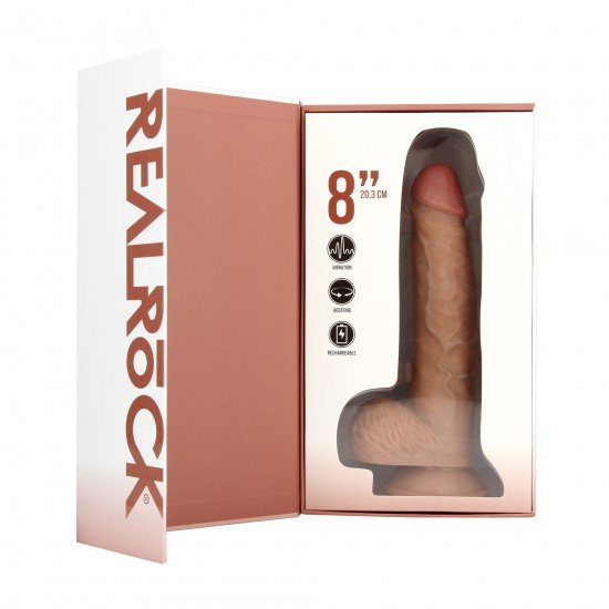 Divirta-se ao máximo com este dildo vibratório firme e macio ao toque, da RealRock®. Suas veias realistas de aparência natural no eixo, combinadas com o tamanho certo e design semelhante à pele, dão a você estimulação ex