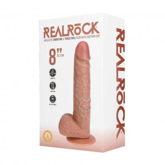 Divirta-se ao máximo com este dildo vibratório firme e macio ao toque, da RealRock®. Suas veias realistas de aparência natural no eixo, combinadas com o tamanho certo e design semelhante à pele, dão a você estimulação ex