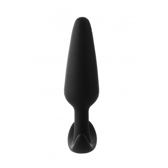 Este plug anal FantASStic é feito de silicone preto liso e macio ao toque. É o plugue de tamanho médio em uma série de 3 tamanhos, adequado para iniciantes e amantes experientes do prazer anal. O plugue tem uma base em f