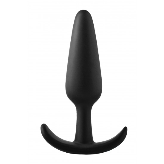 Este plug anal FantASStic é feito de silicone preto liso e macio ao toque. É o plugue de tamanho médio em uma série de 3 tamanhos, adequado para iniciantes e amantes experientes do prazer anal. O plugue tem uma base em f