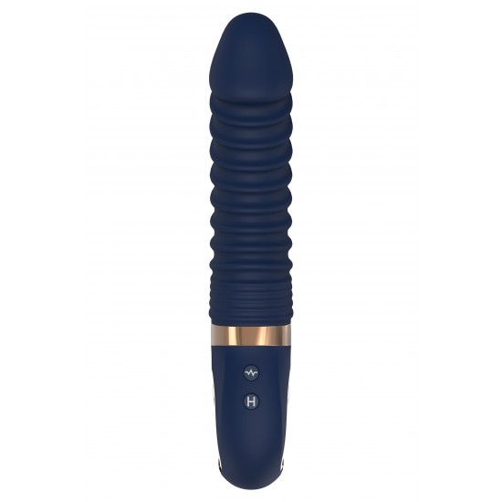 Nereos é feito de silicone azul escuro com detalhes dourados, totalmente em grande estilo com os outros brinquedos da coleção Goddess. O elegante vibrador possui uma alça em forma de anel com revestimento de metal que fa