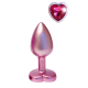 A coleção Gleaming Love apresenta este plug com acabamento em pérola rosa de tamanho pequeno e pedra preciosa. Feito de alumínio leve e suave e sem costura, este brinquedo de prazer é fácil de deslizar e a base alargada