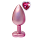 A coleção Gleaming Love apresenta este plug com acabamento em pérola rosa de tamanho pequeno e pedra preciosa. Feito de alumínio leve e suave e sem costura, este brinquedo de prazer é fácil de deslizar e a base alargada