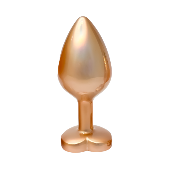 A coleção Gleaming Love apresenta este plug com acabamento em pérola dourada de tamanho pequeno e pedra preciosa. Feito de alumínio leve e suave e sem costura, este brinquedo de prazer é fácil de deslizar e a base alarga