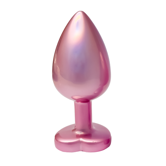 A coleção Gleaming Love apresenta este plug com acabamento em pérola rosa de tamanho pequeno e pedra preciosa. Feito de alumínio leve e suave e sem costura, este brinquedo de prazer é fácil de deslizar e a base alargada