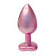 A coleção Gleaming Love apresenta este plug com acabamento em pérola rosa de tamanho pequeno e pedra preciosa. Feito de alumínio leve e suave e sem costura, este brinquedo de prazer é fácil de deslizar e a base alargada