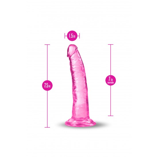 Blush B Yours Plus Lust n' Thrust é um vibrador realista com uma ligeira curva para estimulação do ponto G e do ponto P e uma base de ventosa robusta que se prende a qualquer superfície plana e lisa para tempo solo. Ou f