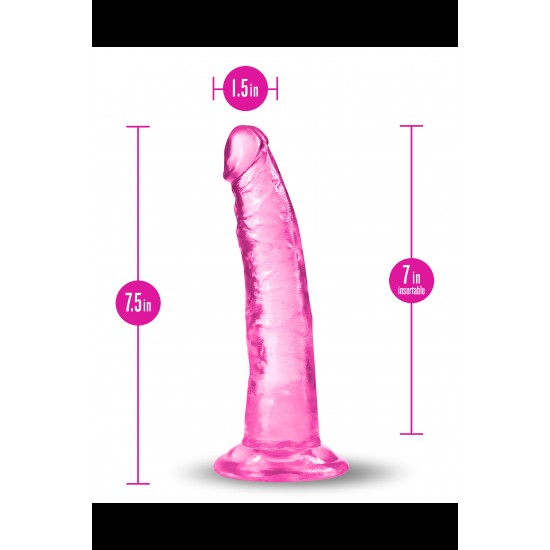 Blush B Yours Plus Lust n' Thrust é um vibrador realista com uma ligeira curva para estimulação do ponto G e do ponto P e uma base de ventosa robusta que se prende a qualquer superfície plana e lisa para tempo solo. Ou f