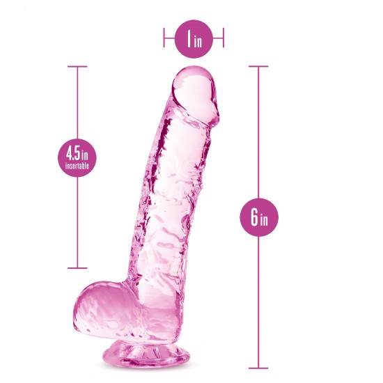 NATURALLY YOURS  6 CRYSTALLINE DILDO  ROSE