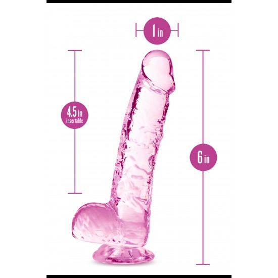 NATURALLY YOURS  6 CRYSTALLINE DILDO  ROSE