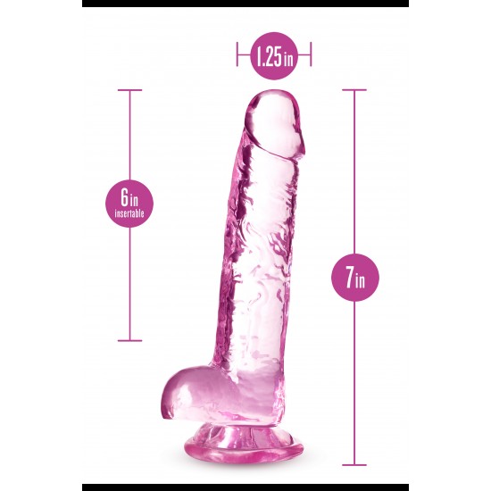 NATURALLY YOURS  7 CRYSTALLINE DILDO  ROSE