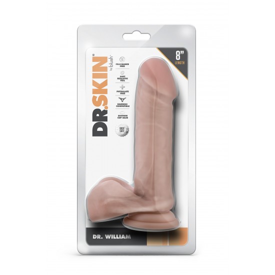 DR. SKIN DR. WILLIAM 8 INCH DILDO WITH BALLS BEIGE