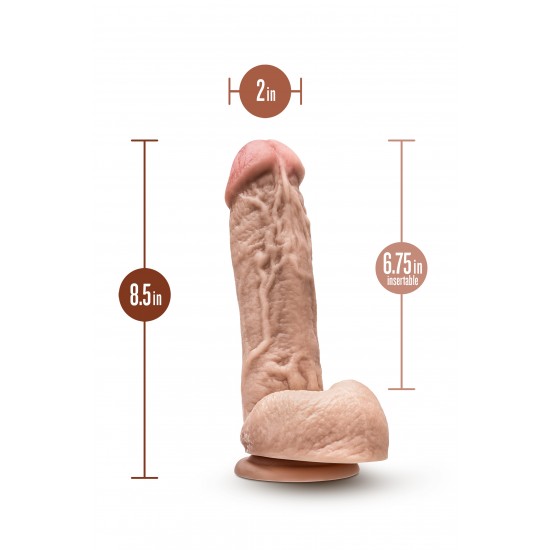 DR. SKIN MR. D 8.5 INCH DILDO WITH BALLS BEIGE