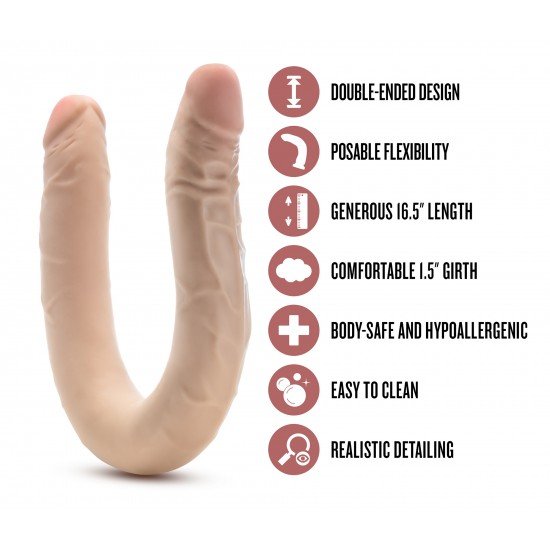 O Dong Duplo Posável de 16,5 polegadas do Dr. Skin Plus oferece uma dose dupla de prazer, oferecendo exatamente o que o médico receitou. Projetado para o máximo conforto, este dildo de ponta dupla apresenta um eixo posáv