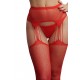 Suspender Rhinestone Pantyhose - Red