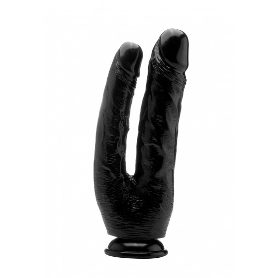 O dobro da diversão significa o dobro do prazer com este dildo realista duplo da RealRock!Eleve o seu prazer a outro patamar de deleite com este dildo com um pénis de 17,5cm inseríveis para prazer vaginal e outro de