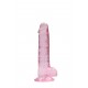 Dildo realistico com testiculos 18cm Rosa - RealRock