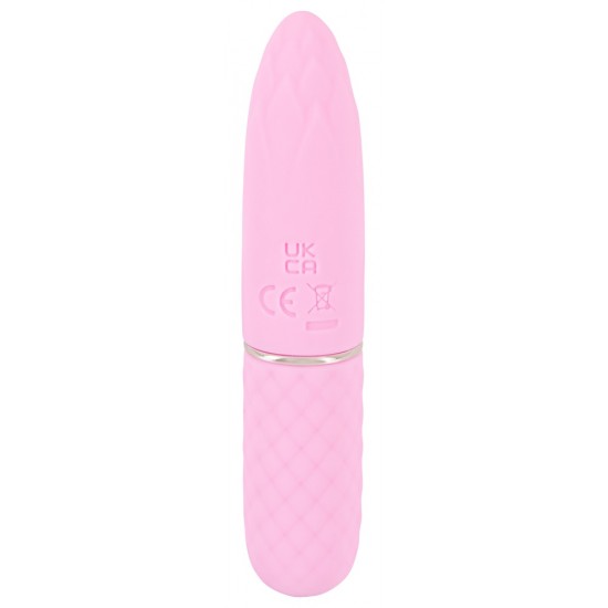 Mini vibrador da 5ª Geração Cuties Ponta vibratória achatada com textura estimulante Vibrações intensas que vão fundo Fácil de usar Design elegante em cor pastel A textura de diamante facilita a fixação Silicone av